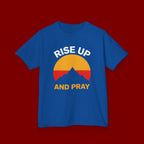 Kids Tee — "Rise Up and Pray" Mountain Sunrise Faith T‑Shirt