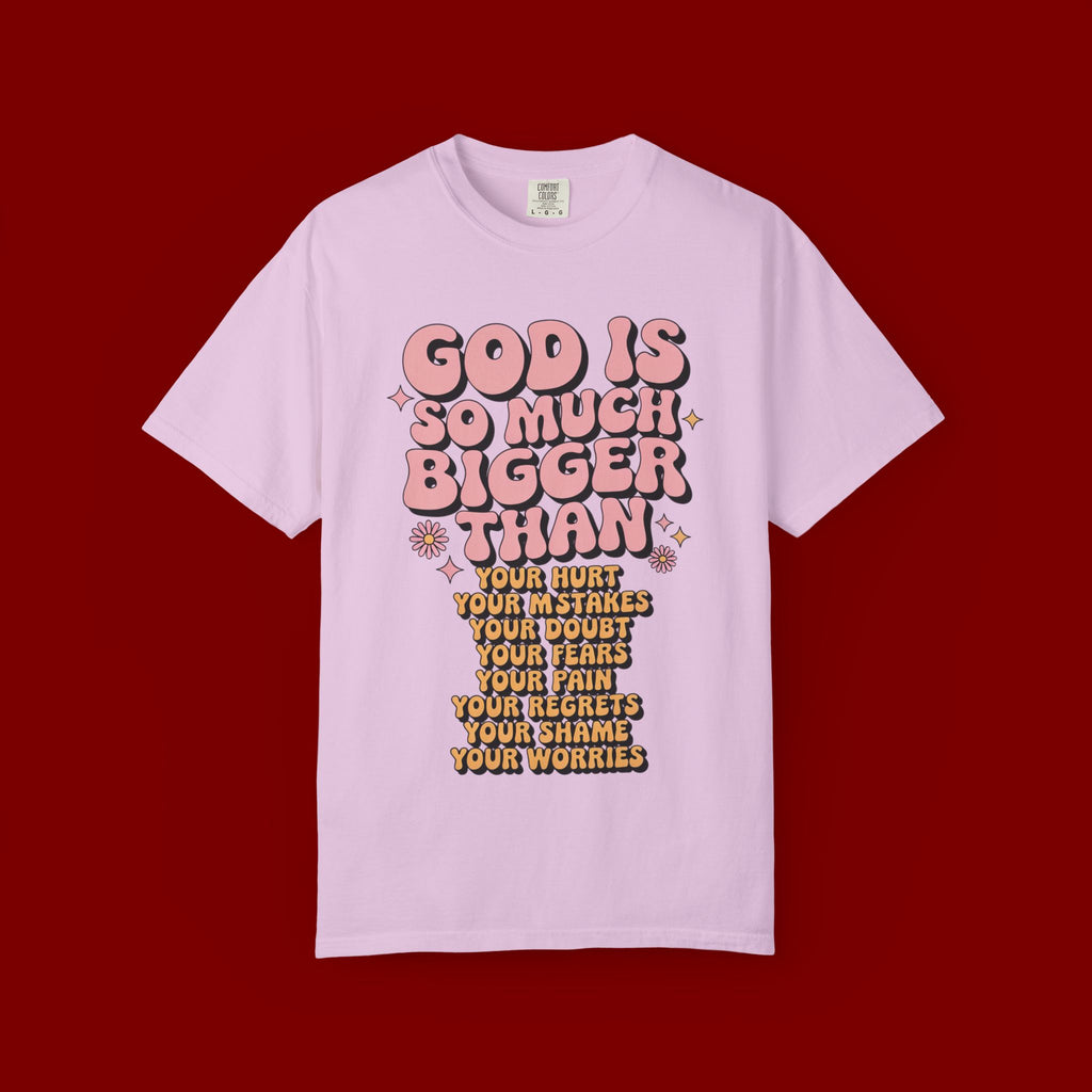 God Is So Much Bigger Tee — Retro Faith Graphic T-Shirt