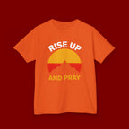 Kids Tee — "Rise Up and Pray" Mountain Sunrise Faith T‑Shirt
