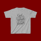 Kids T‑Shirt — "God Will Add Strength to Your Strength" Inspirational Faith Tee