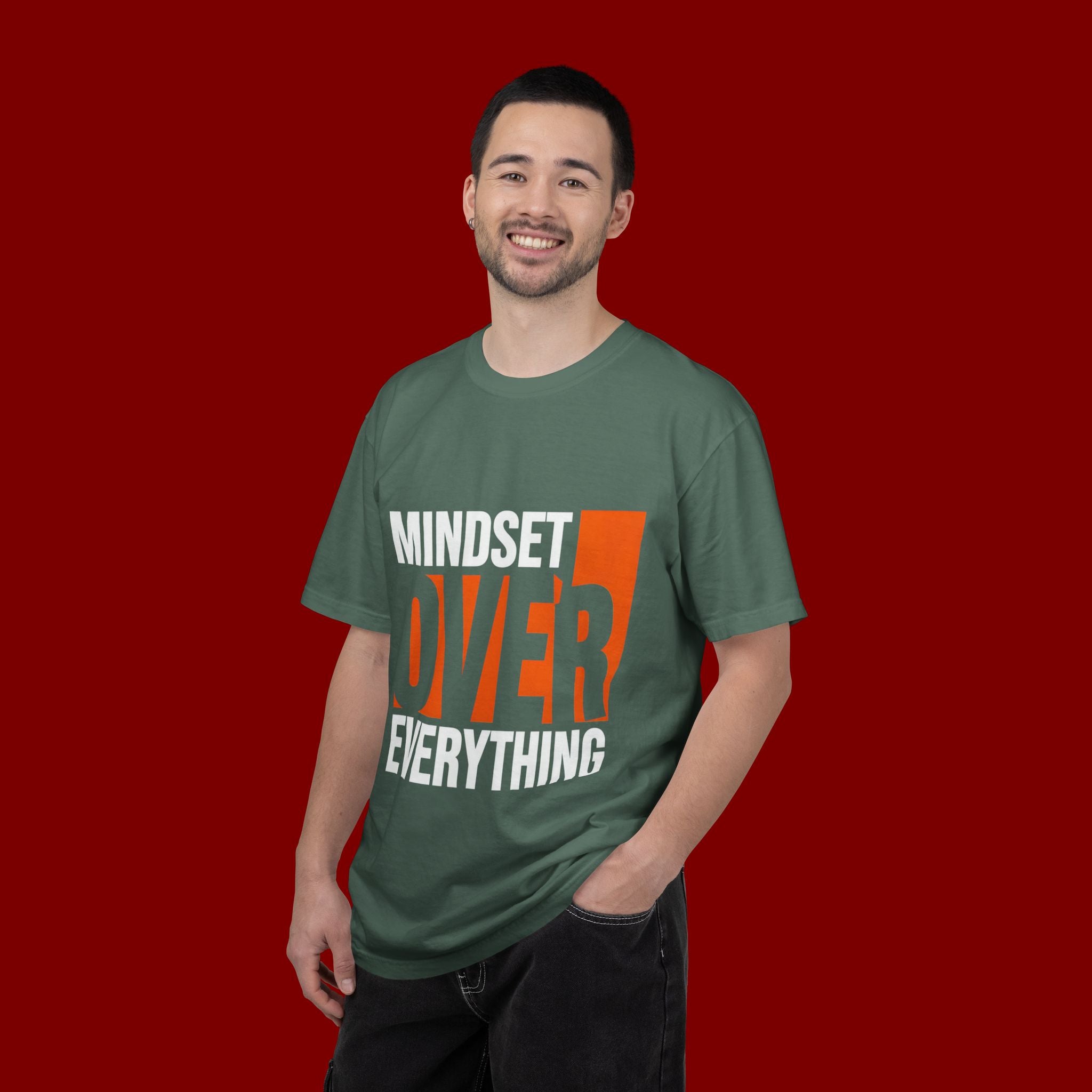 OVER Block Graphic T-Shirt — Bold Orange Minimalist Tee