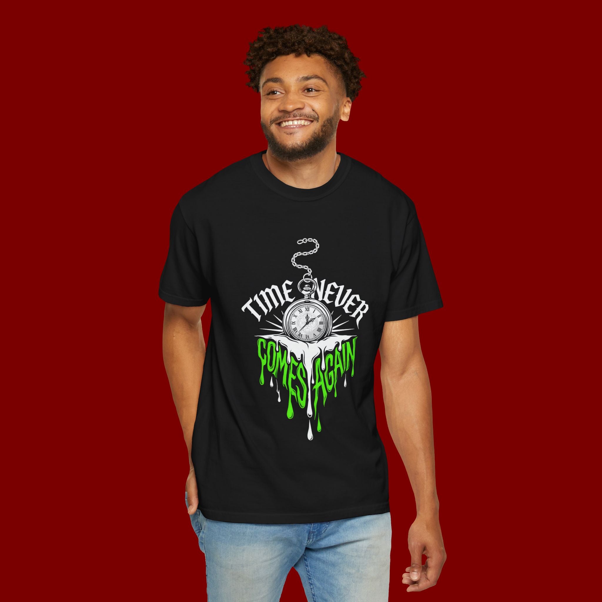 Time Never Comes Again T-Shirt — Vintage Pocket Watch Graphic Tee