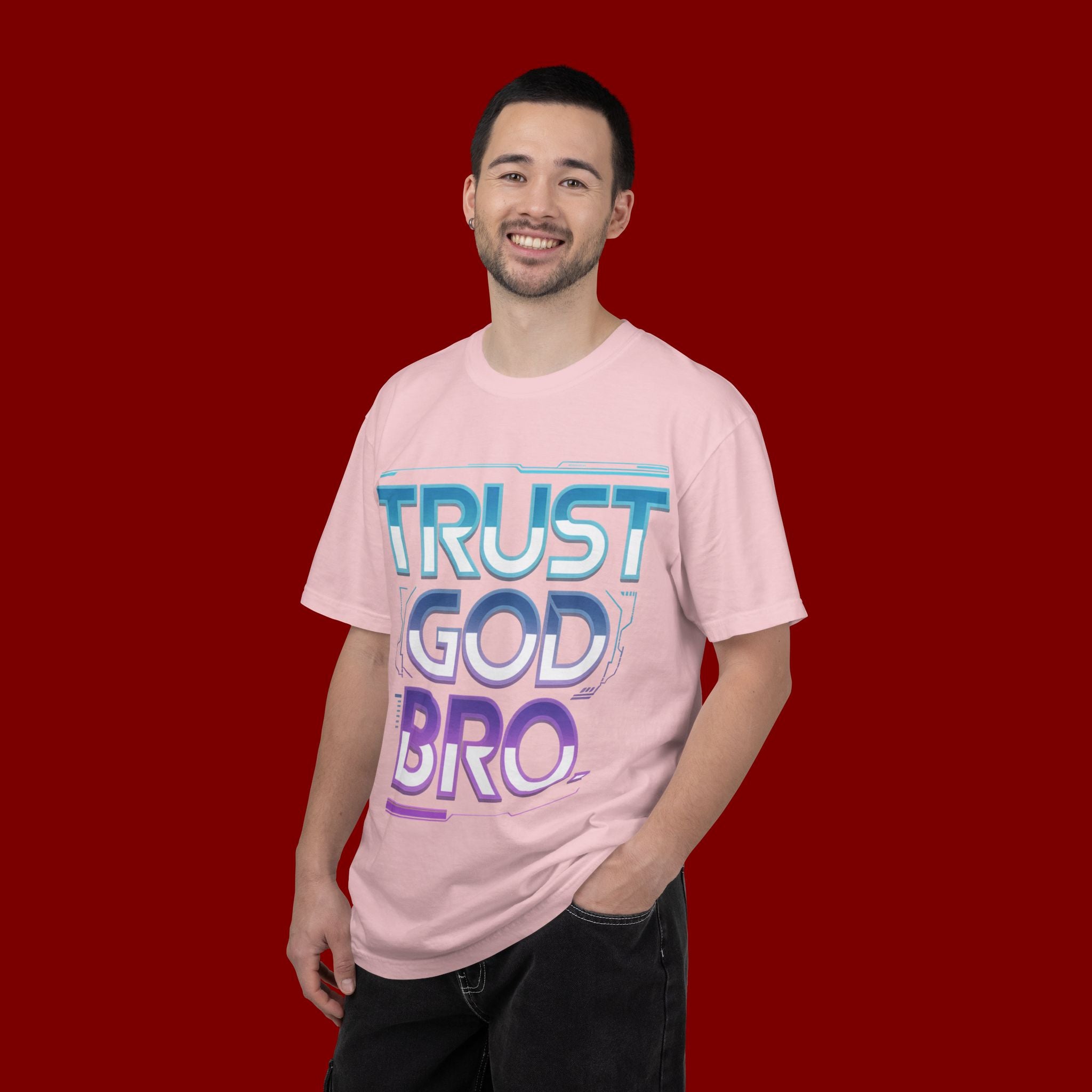 Trust God, Bro. T-Shirt — Retro Gradient Faith Tee