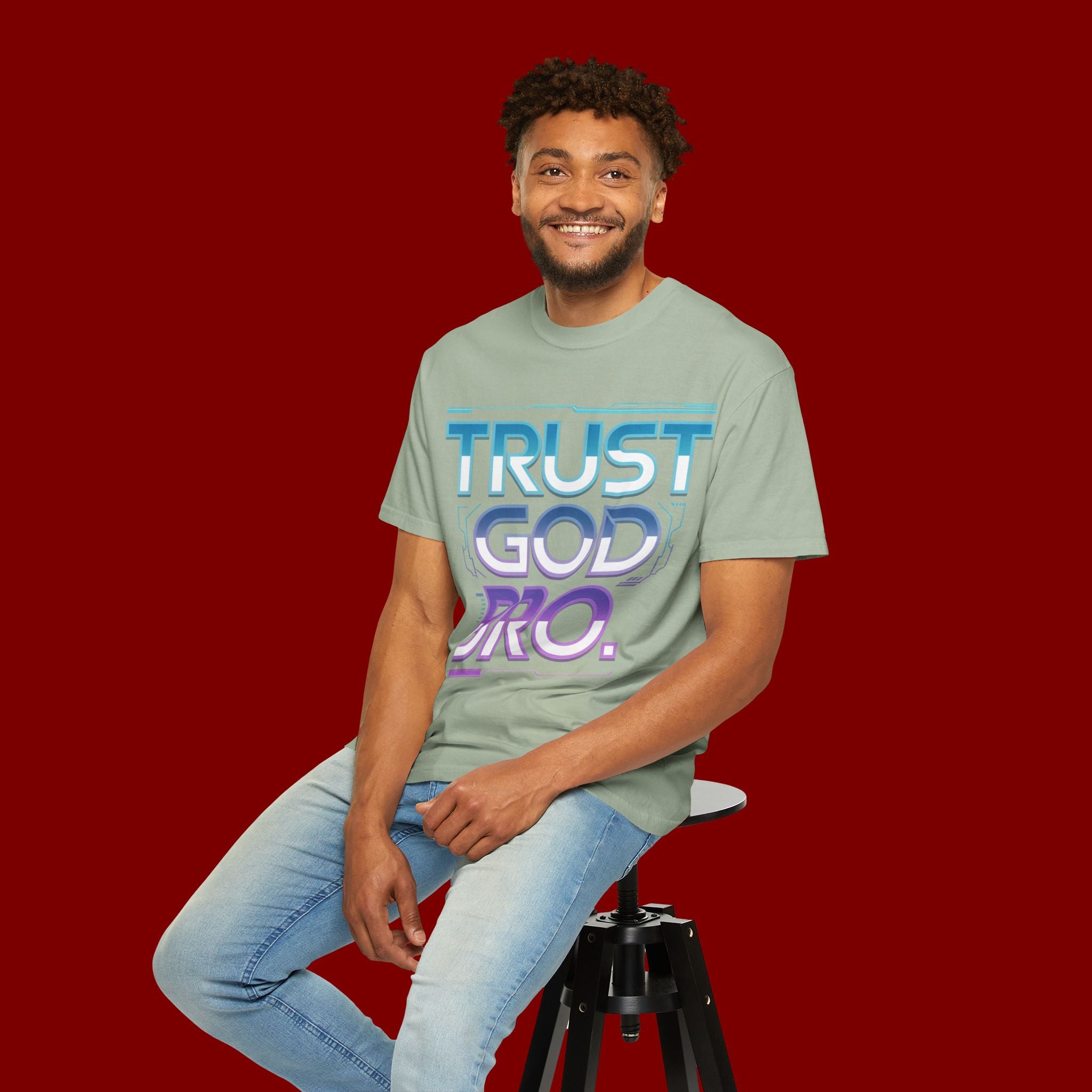 Trust God, Bro. T-Shirt — Retro Gradient Faith Tee
