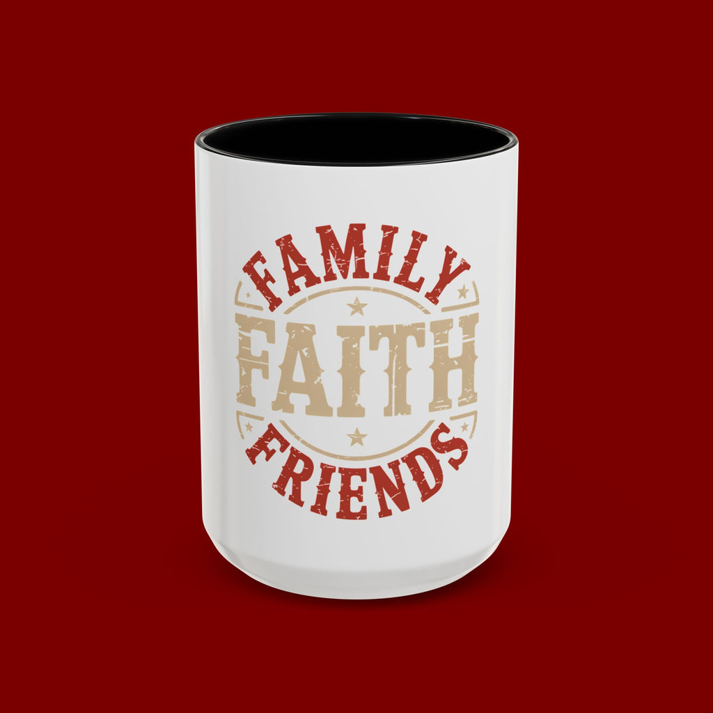 Faith Family Friends Accent Coffee Mug – Inspirational Religious Gift (11/15oz)
