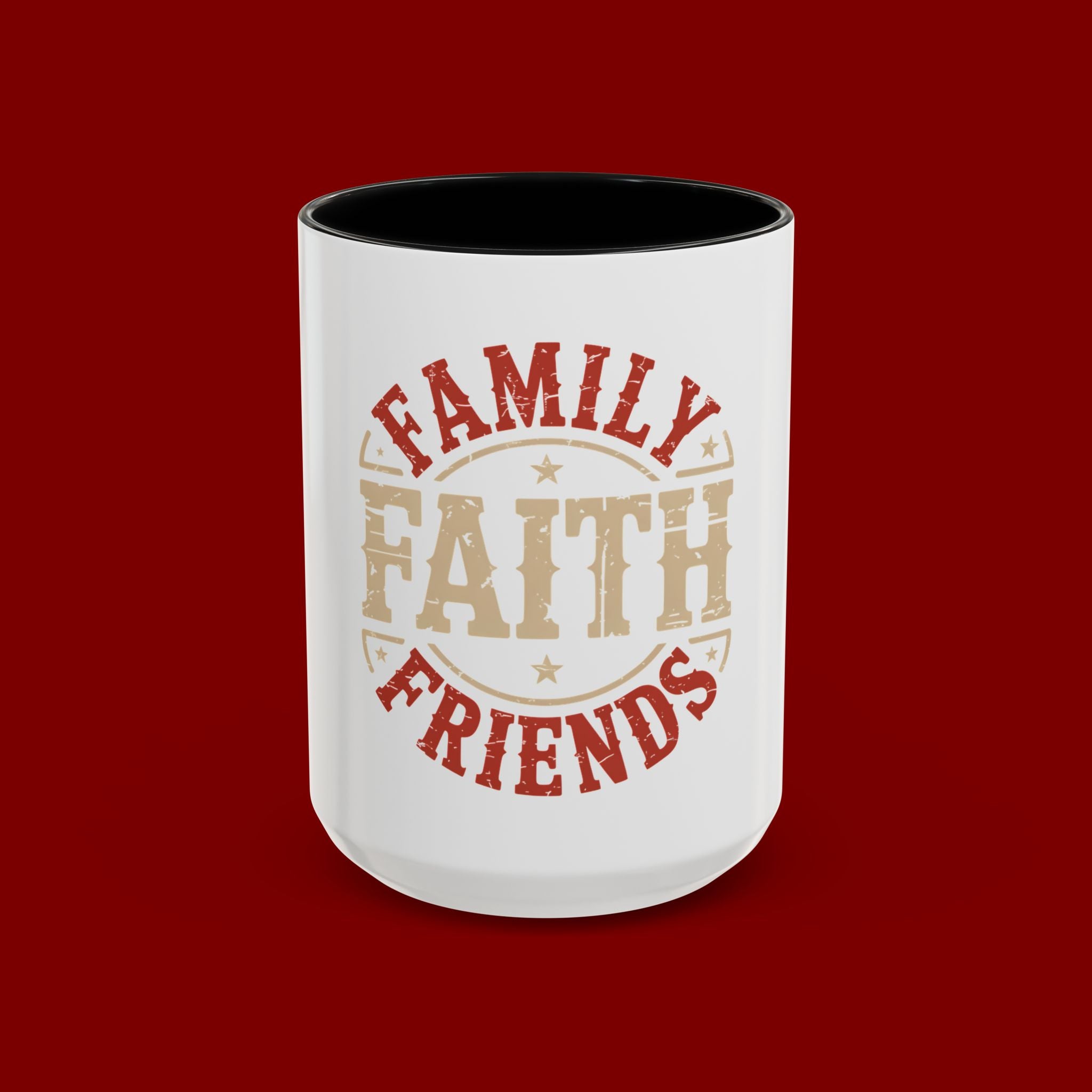 Faith Family Friends Accent Coffee Mug – Inspirational Religious Gift (11/15oz)