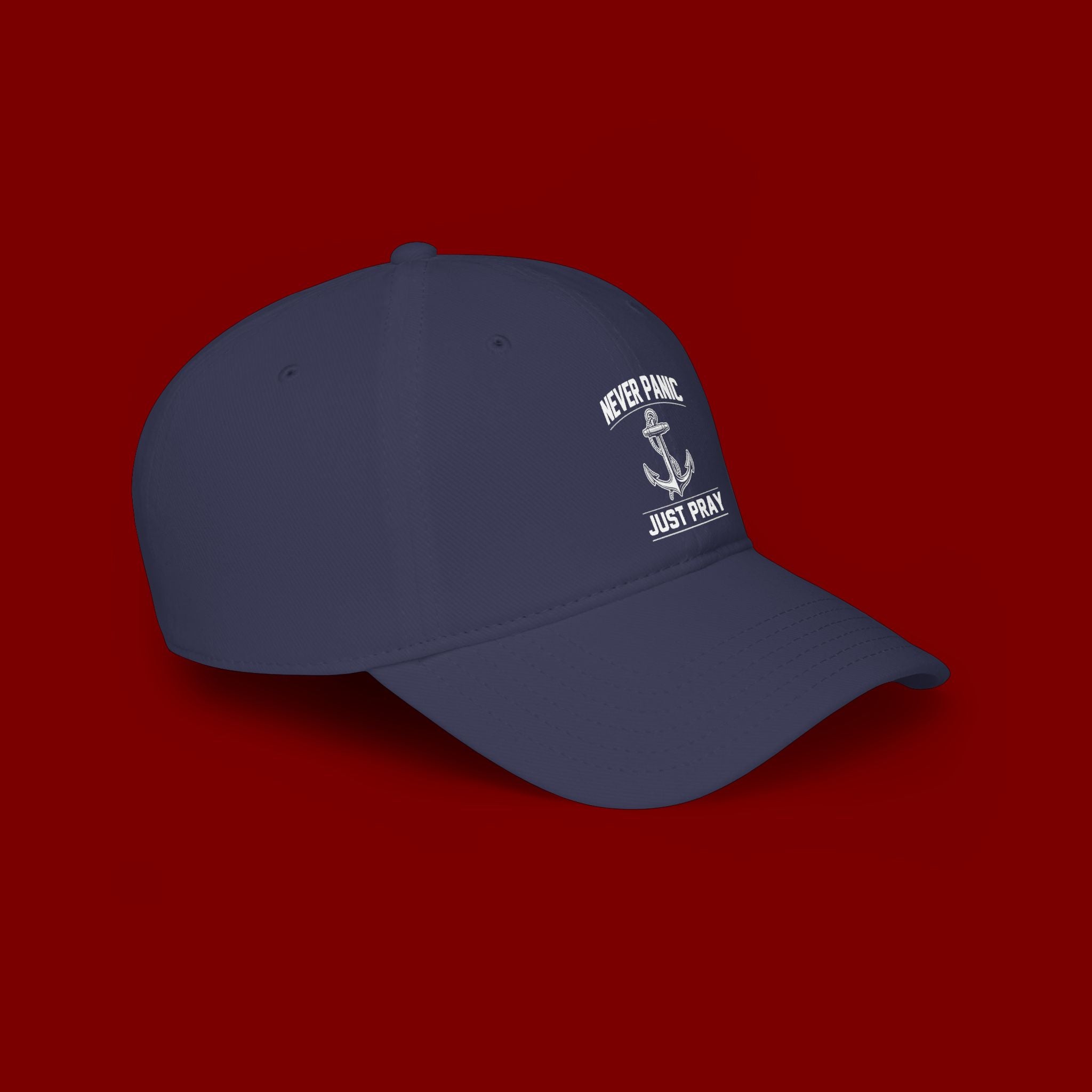 Never Panic Just Pray Anchor Baseball Cap — Faith-Inspired Low Profile Hat
