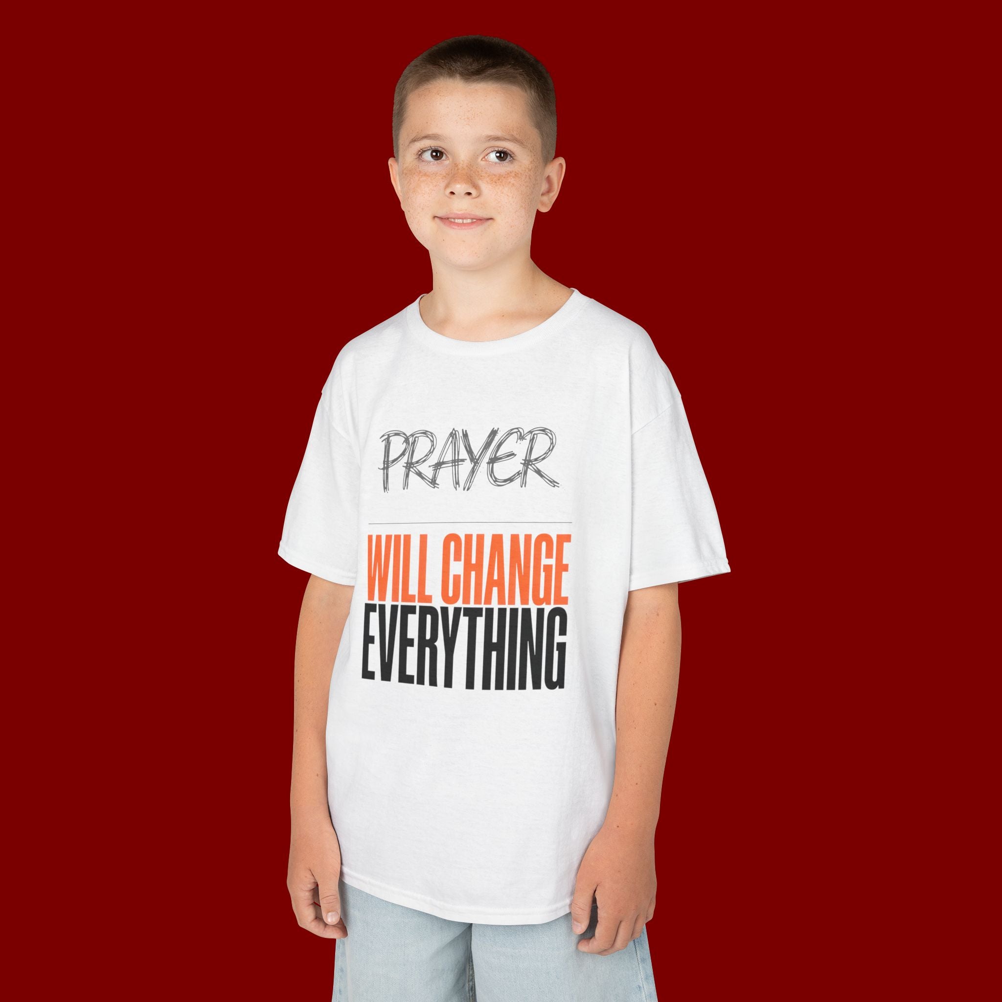 Kids T‑Shirt — "Prayer Will Change Everything" Inspirational Faith Tee