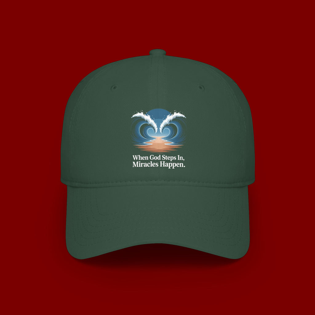 Inspirational 'When God Steps In Miracles Happen' Low Profile Baseball Cap