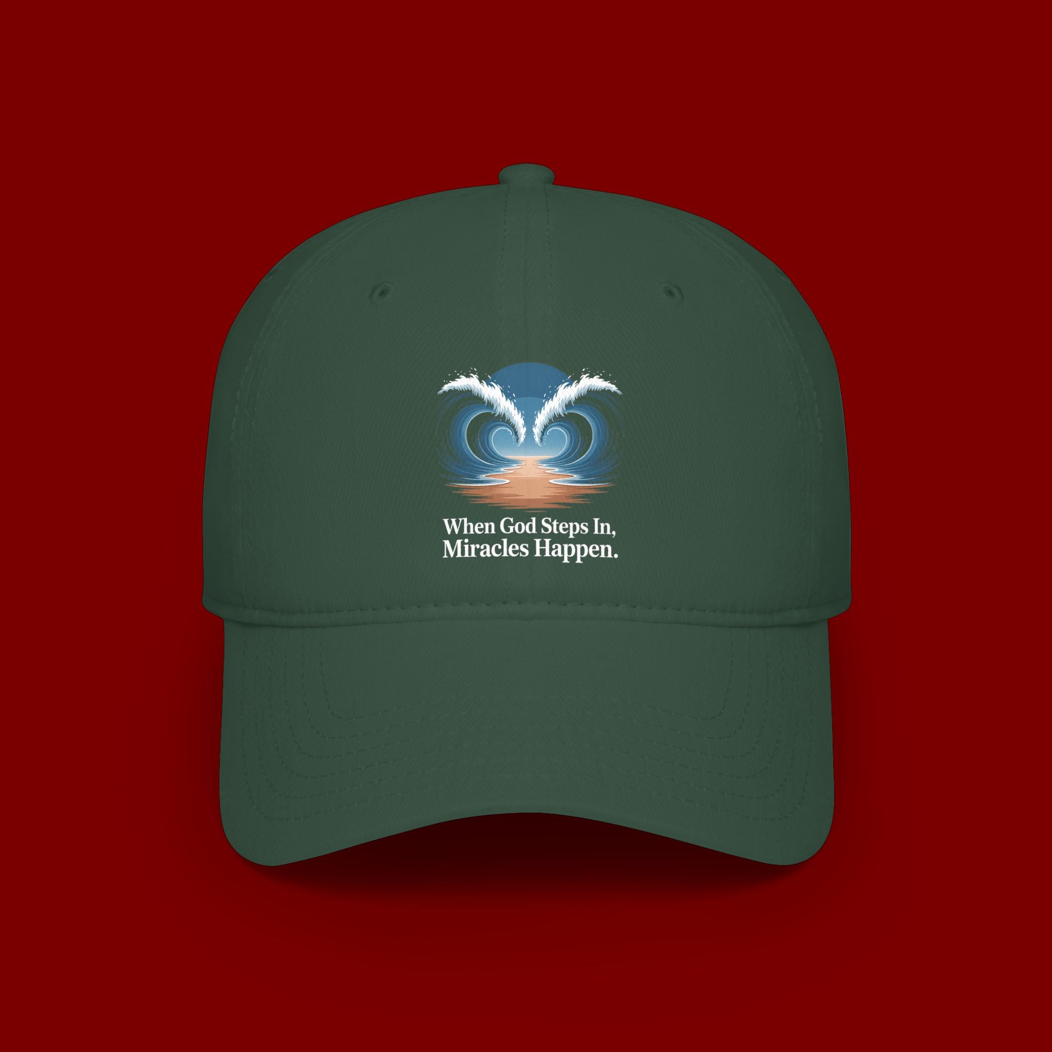 Inspirational 'When God Steps In Miracles Happen' Low Profile Baseball Cap