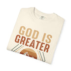 God Is Greater Mountain T-Shirt — Christian Faith Graphic Tee