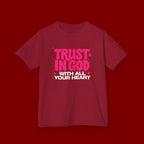 Kids Tee — "Trust in God" Pink Faith Graphic Shirt