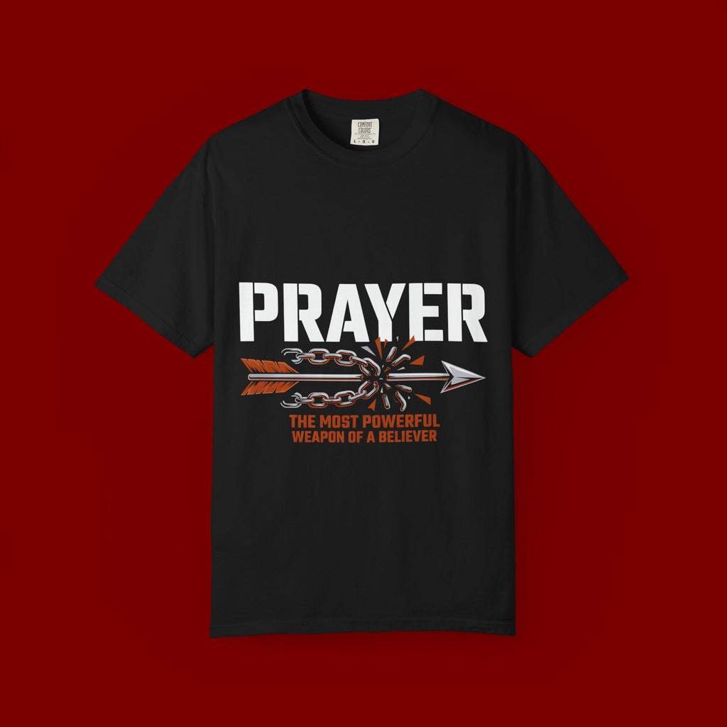 Prayer T-Shirt — Faith Arrow Graphic Tee ("Prayer: The Most Powerful Weapon")