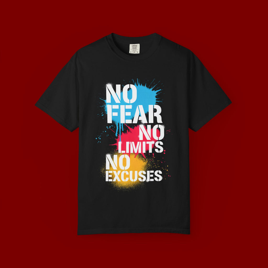 No Fear No Limits No Excuses T-Shirt — Motivational Graphic Tee