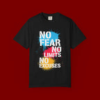 No Fear No Limits No Excuses T-Shirt — Motivational Graphic Tee