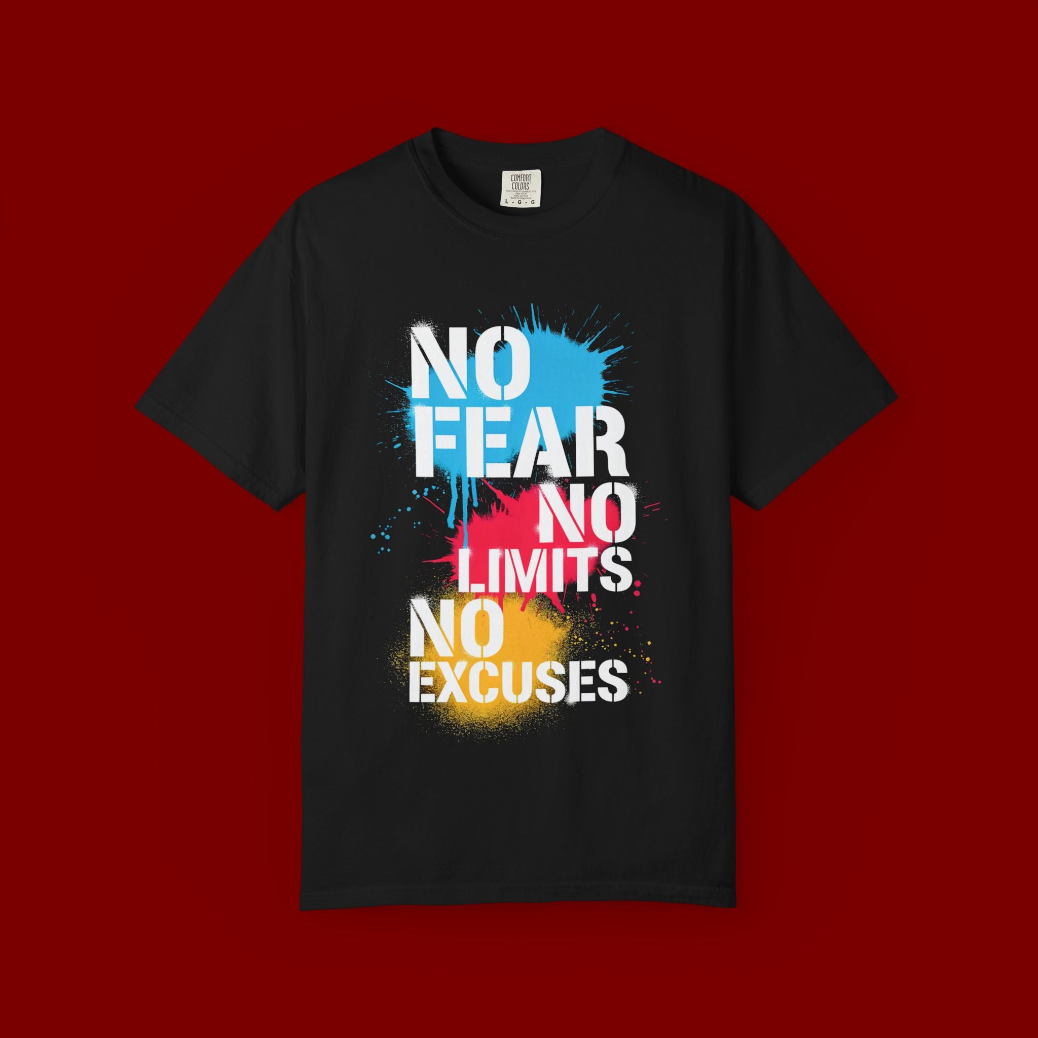 No Fear No Limits No Excuses T-Shirt — Motivational Graphic Tee