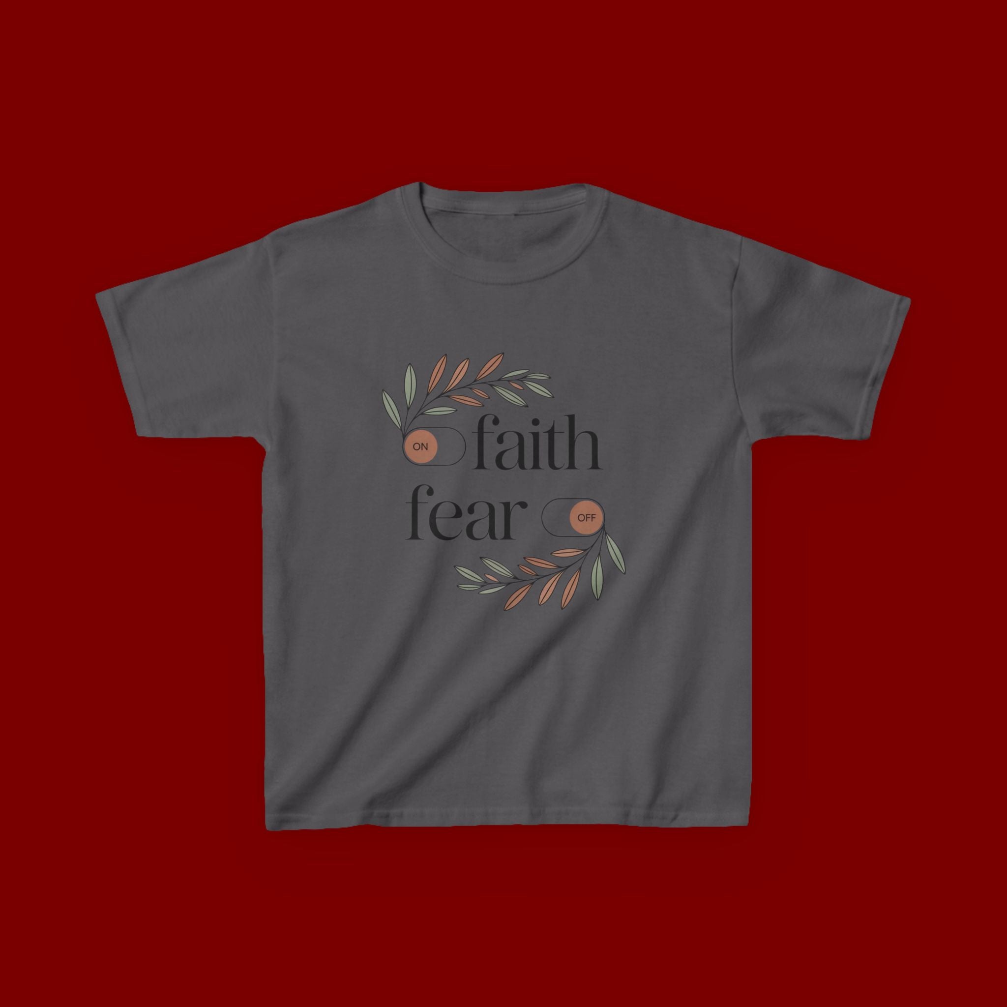 Faith Over Fear Kids T‑Shirt — Floral Inspirational Tee for Boys & Girls