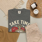Take Time to Pray Pocket Watch T-Shirt — Faith-Based Floral Christian Tee