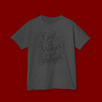 Kids T‑Shirt — "God Will Add Strength to Your Strength" Inspirational Faith Tee