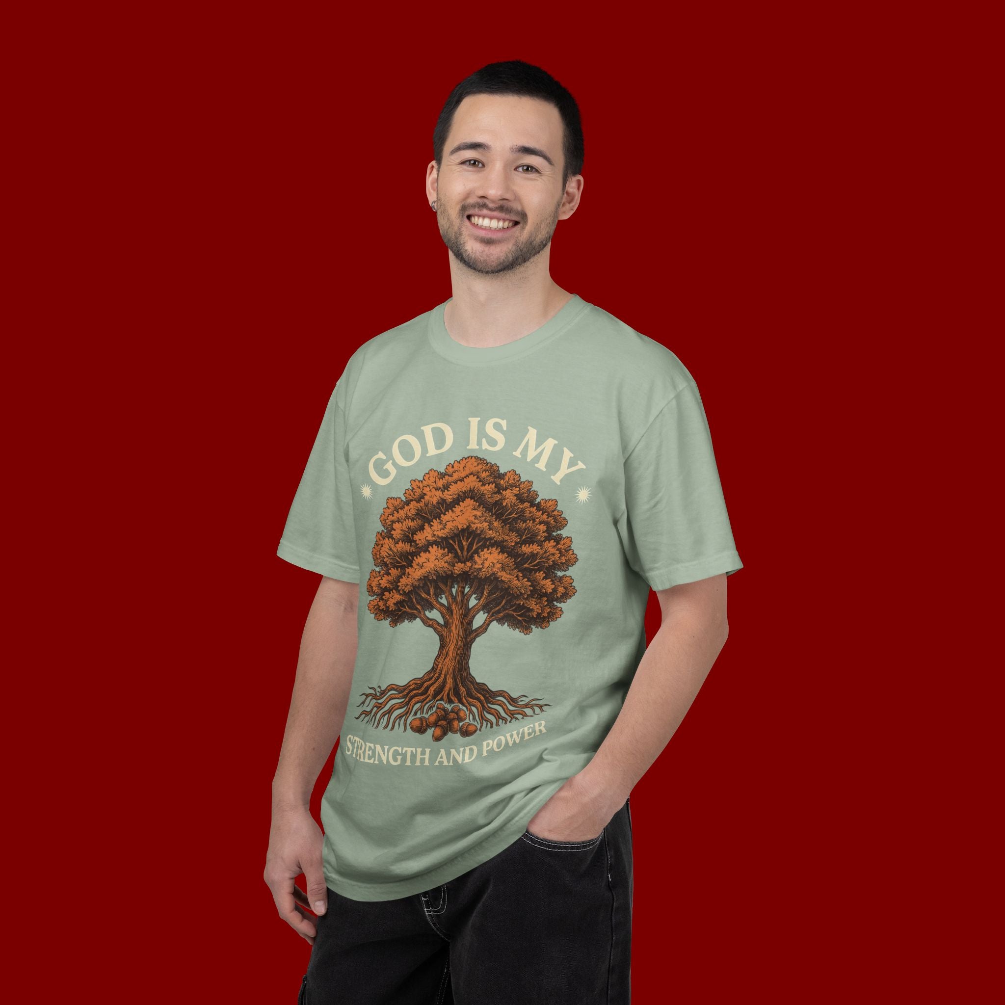 God Is My Strength T-Shirt — Tree Faith Graphic Tee