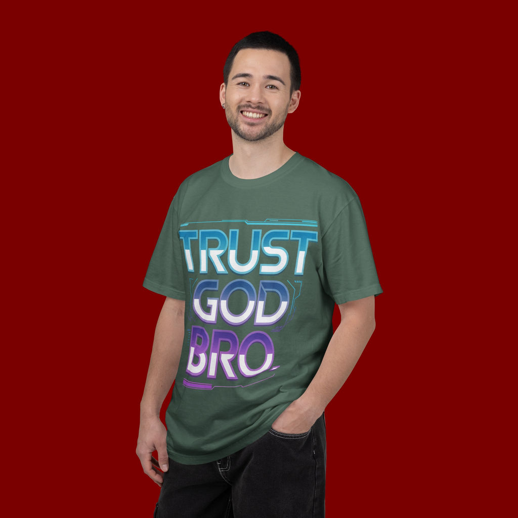 Trust God, Bro. T-Shirt — Retro Gradient Faith Tee
