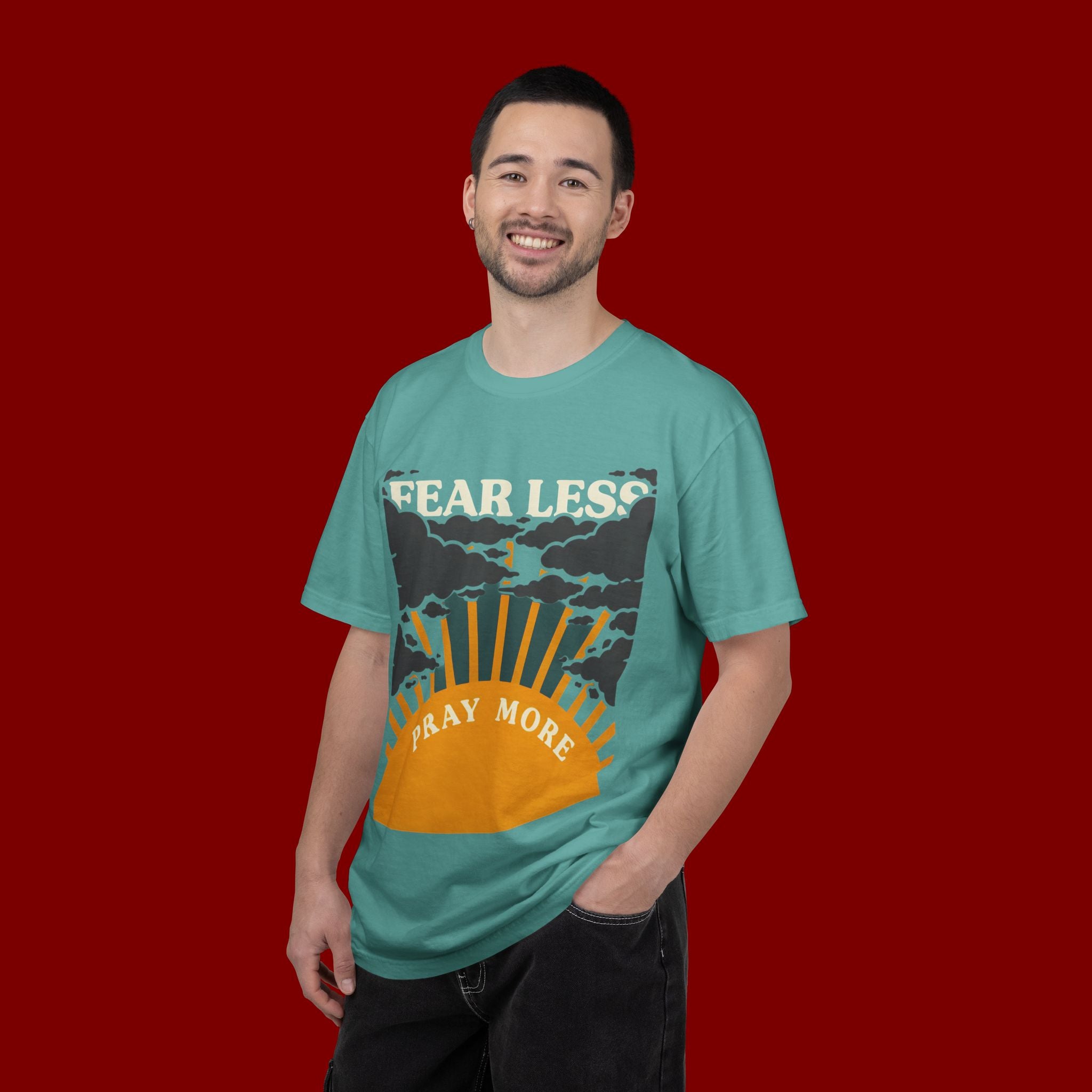 Fear Less Pray More T-Shirt — Inspirational Christian Graphic Tee
