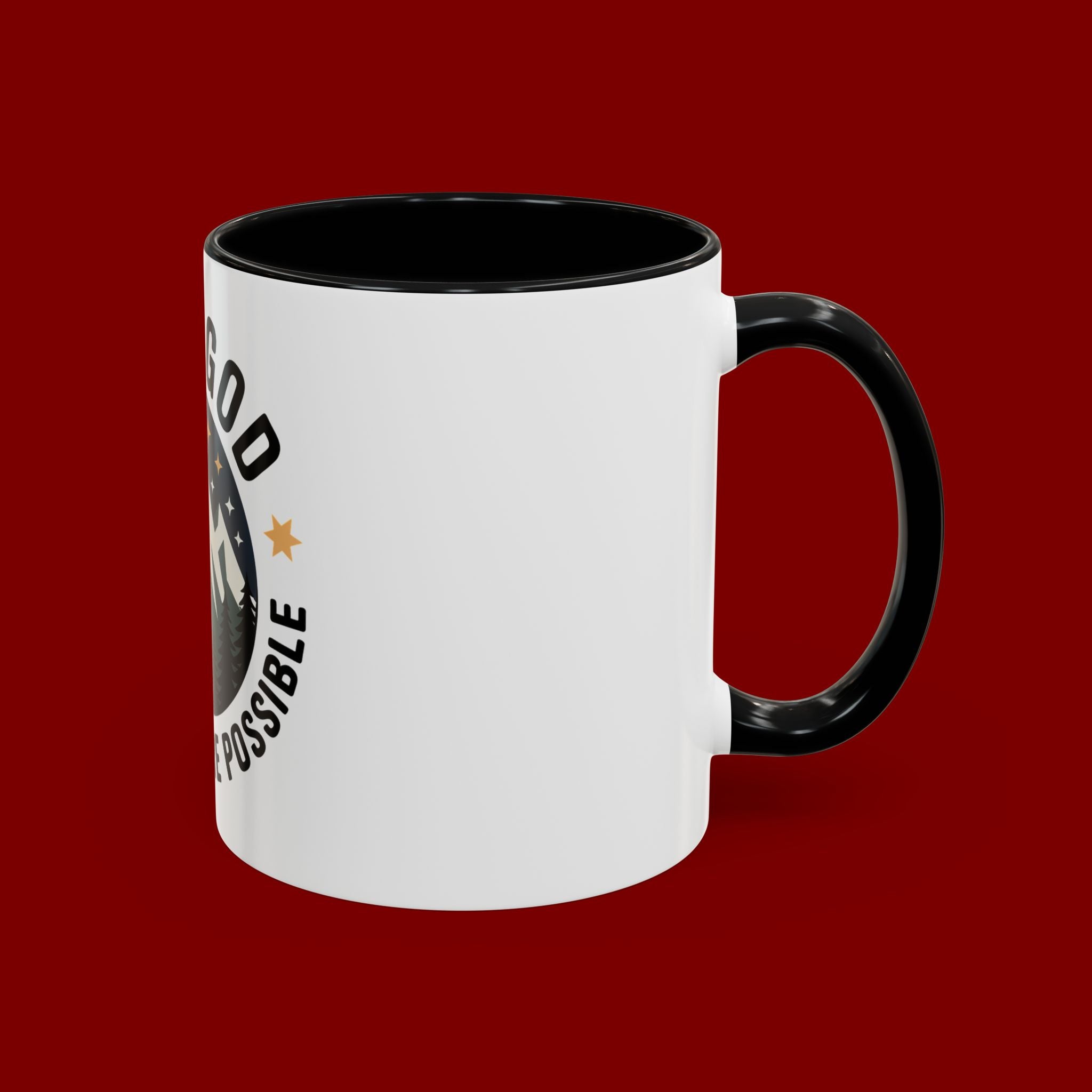 With God All Things Are Possible Accent Coffee Mug — Inspirational Faith Mountain Mug (11/15oz)