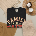 Family Faith Friends T-Shirt — Patriotic American Flag Tee