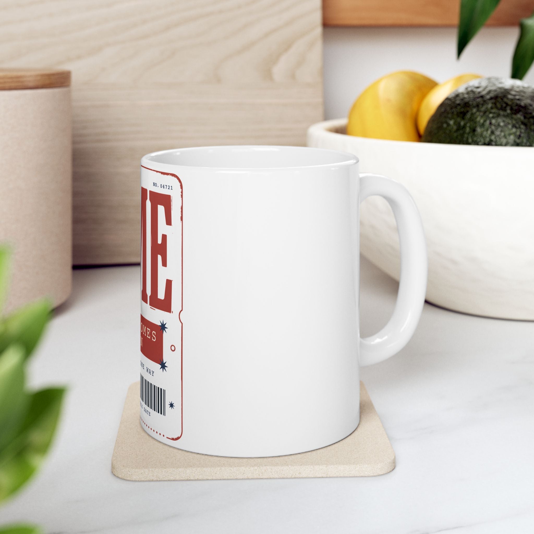 Time Ticket Ceramic Mug – "Time Never Comes Again" Vintage Poster Coffee Cup (11oz, 15oz)