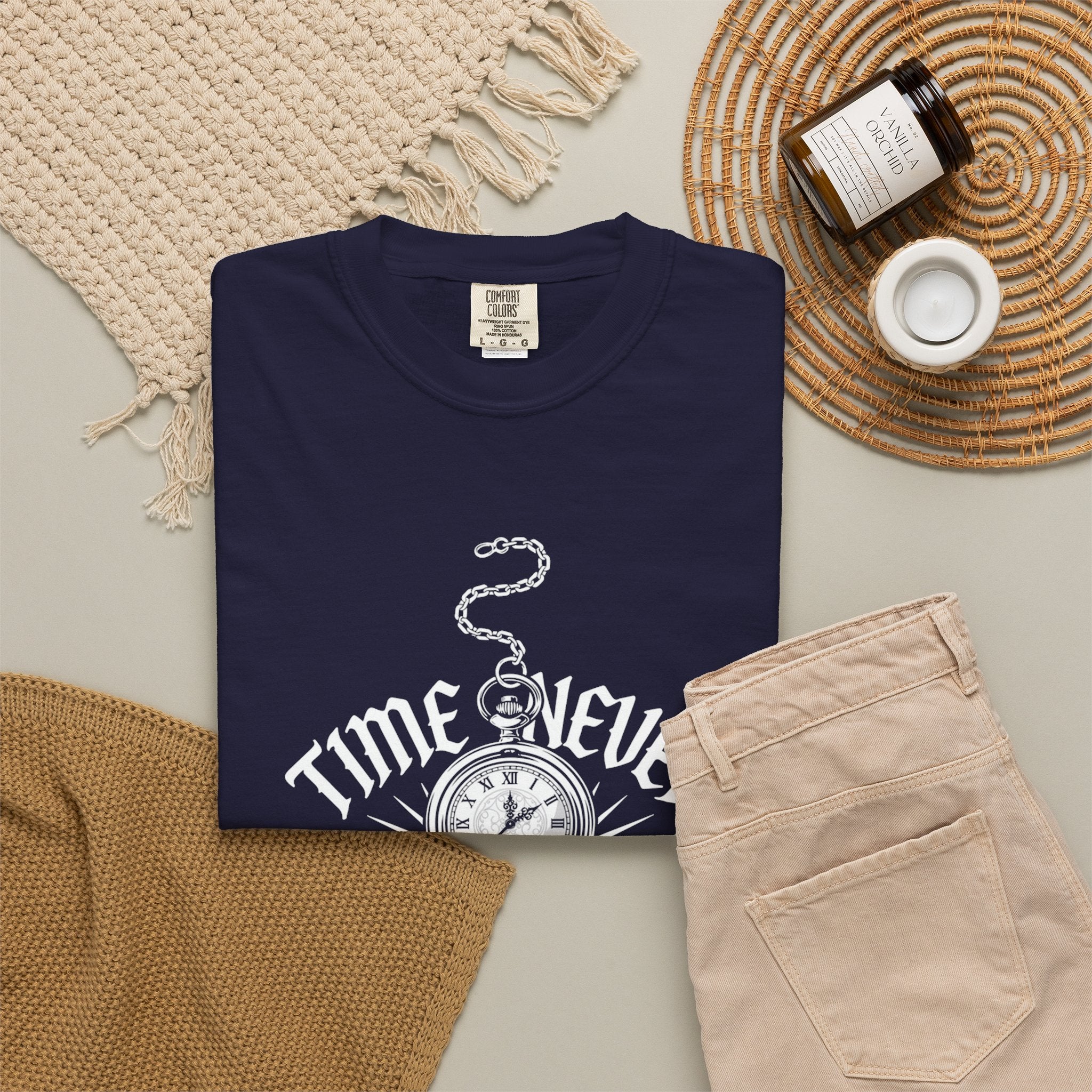 Time Never Comes Again T-Shirt — Vintage Pocket Watch Graphic Tee