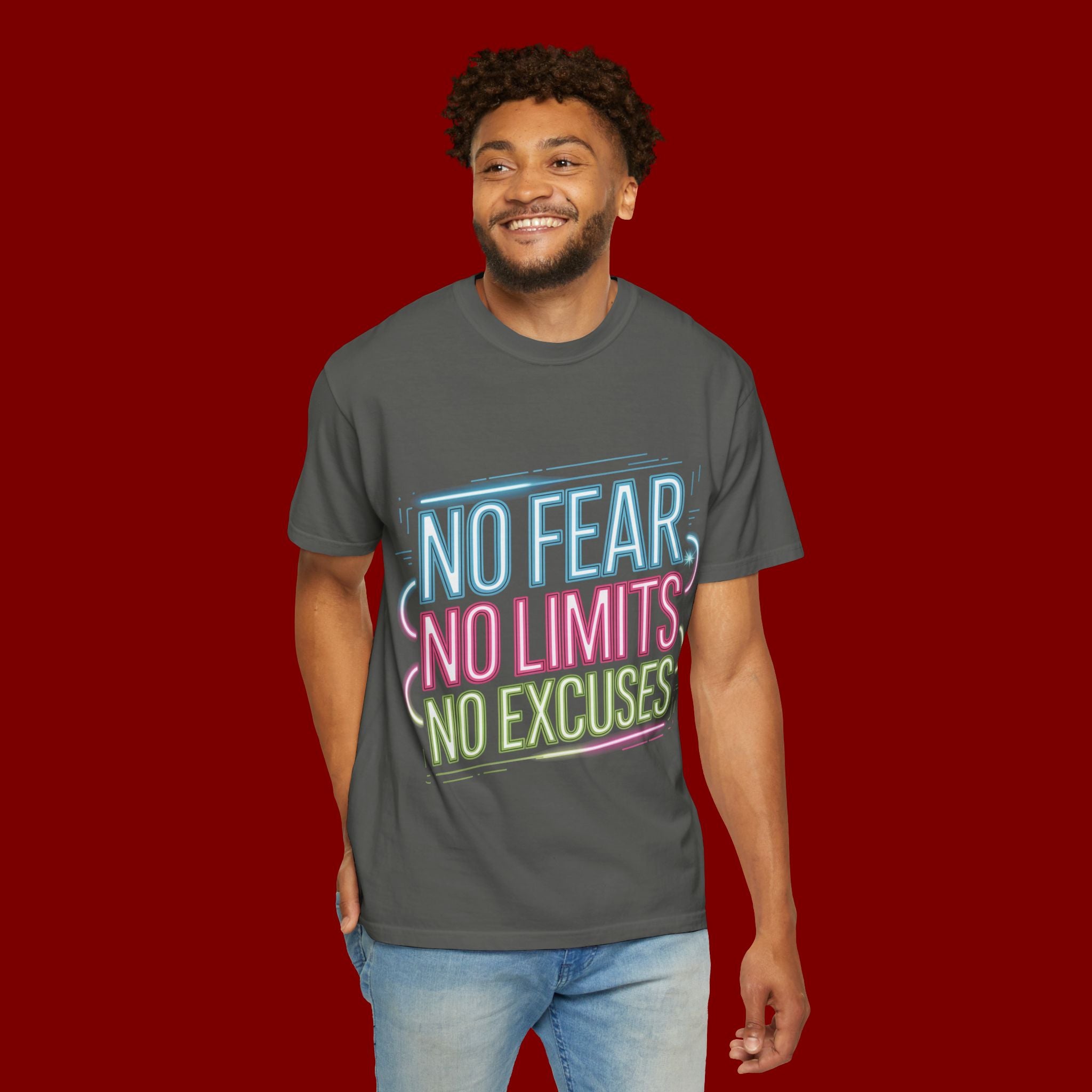No Fear No Limits No Excuses Neon Graphic T-Shirt