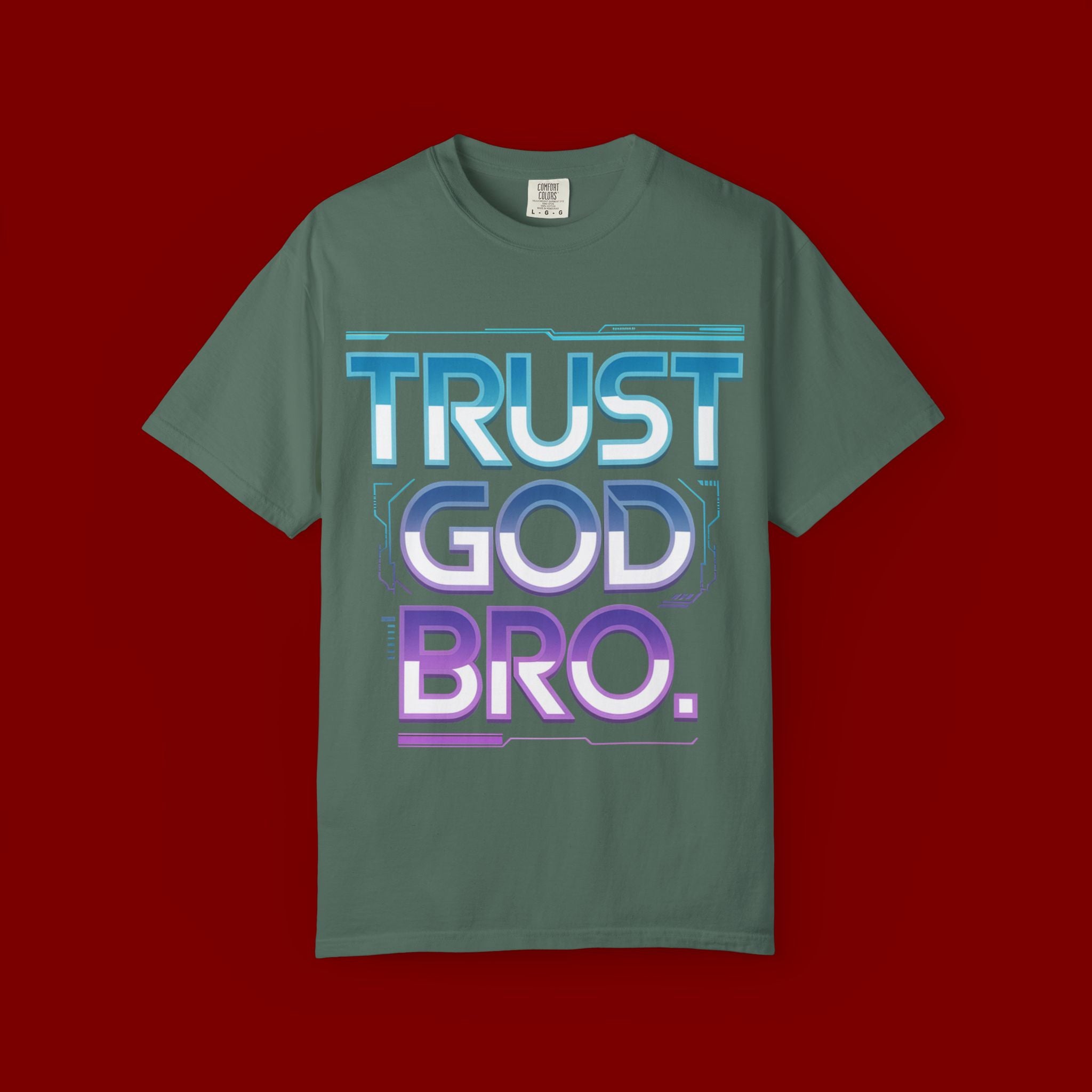 Trust God, Bro. T-Shirt — Retro Gradient Faith Tee