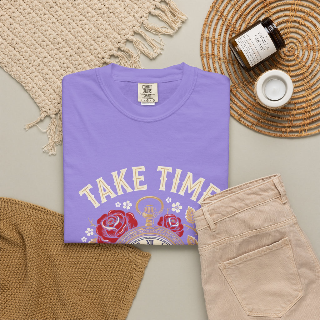 Take Time to Pray T‑Shirt — Vintage Pocket Watch & Roses Spiritual Tee