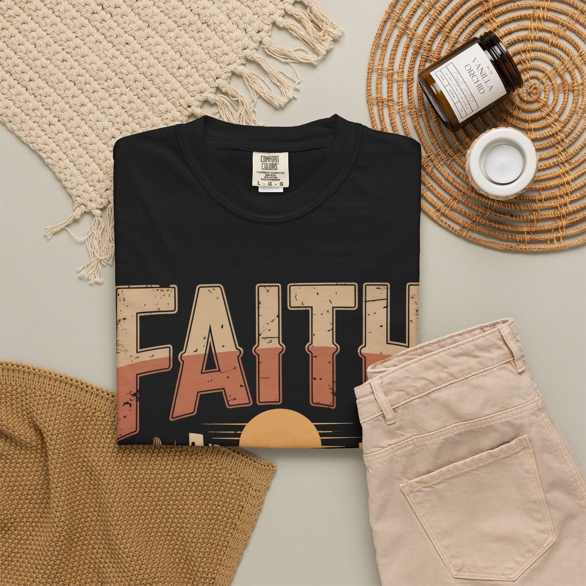 Faith Can Move Mountains T-Shirt — Retro Desert Inspirational Tee