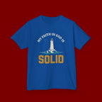 Kids T-Shirt — “My Faith in God is Solid” Lighthouse Christian Tee