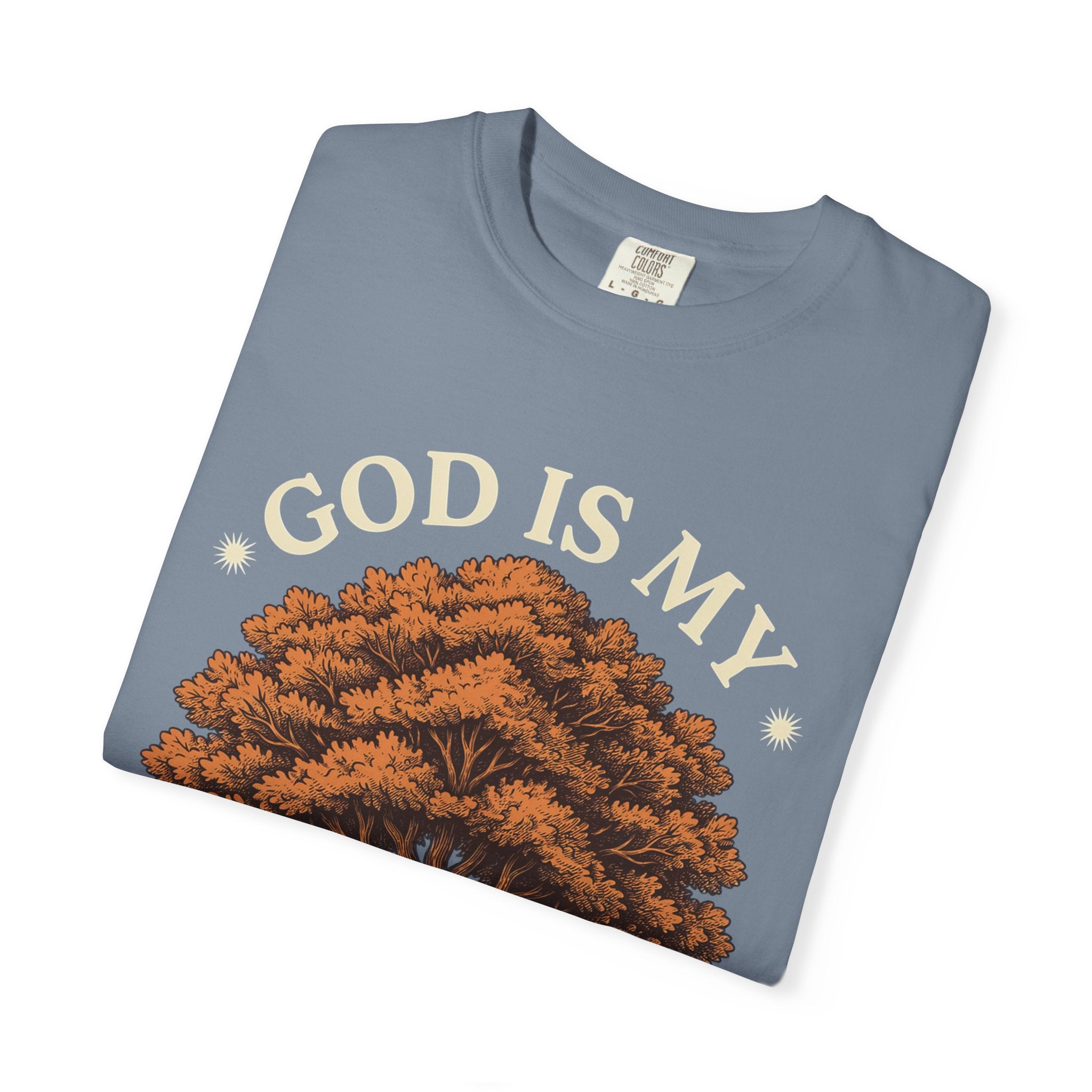 God Is My Strength Tree T-Shirt — Faith-Based Inspirational Tee