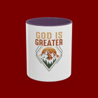 God Is Greater Mountain Coffee Mug — Inspirational Christian Accent Mug