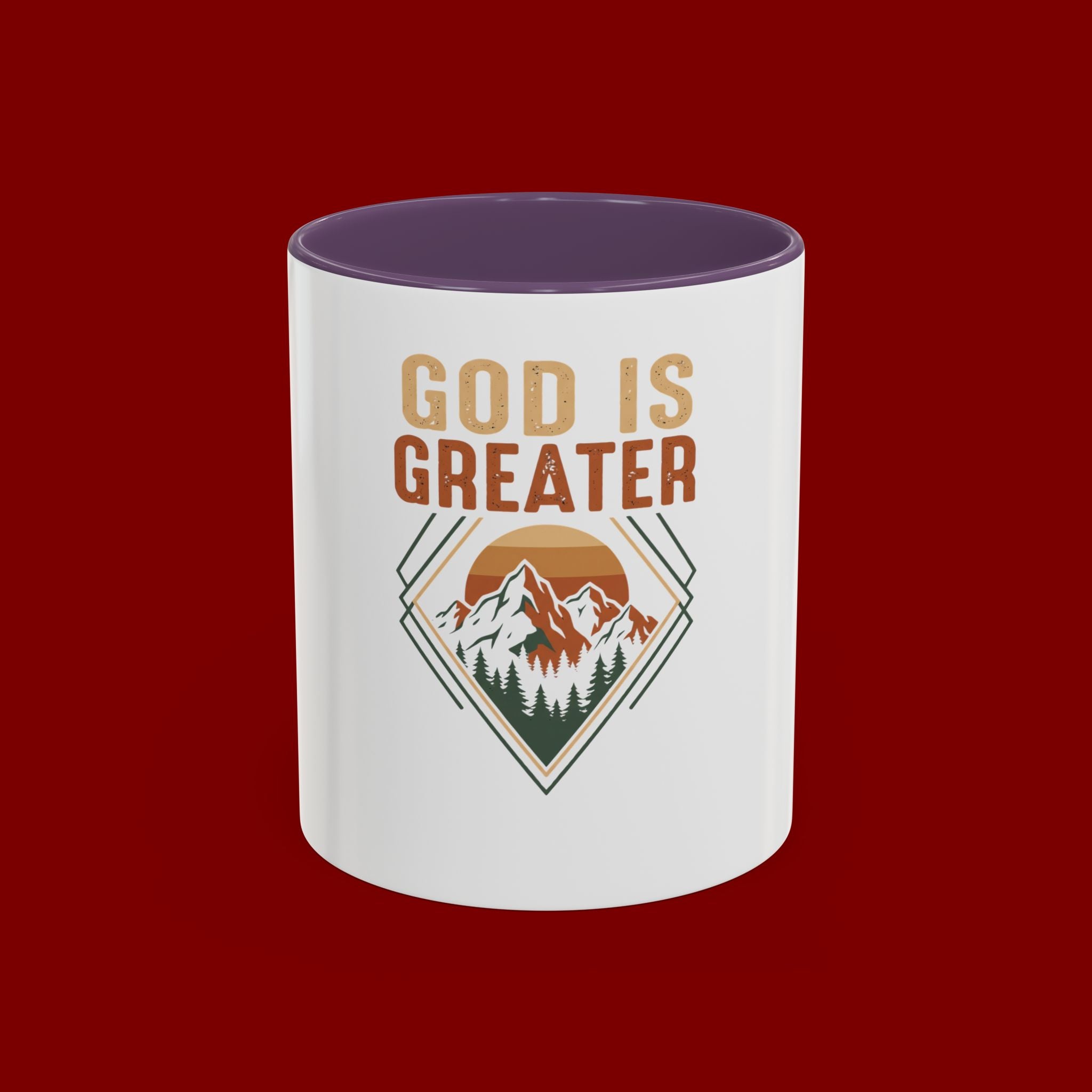 God Is Greater Mountain Coffee Mug — Inspirational Christian Accent Mug