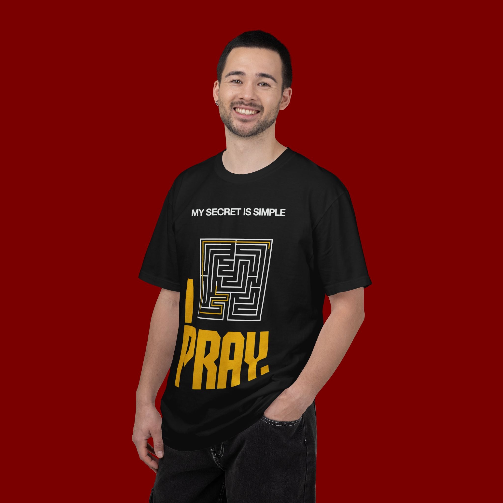 I Pray Maze T-Shirt — "My Secret Is Simple" Christian Faith Tee