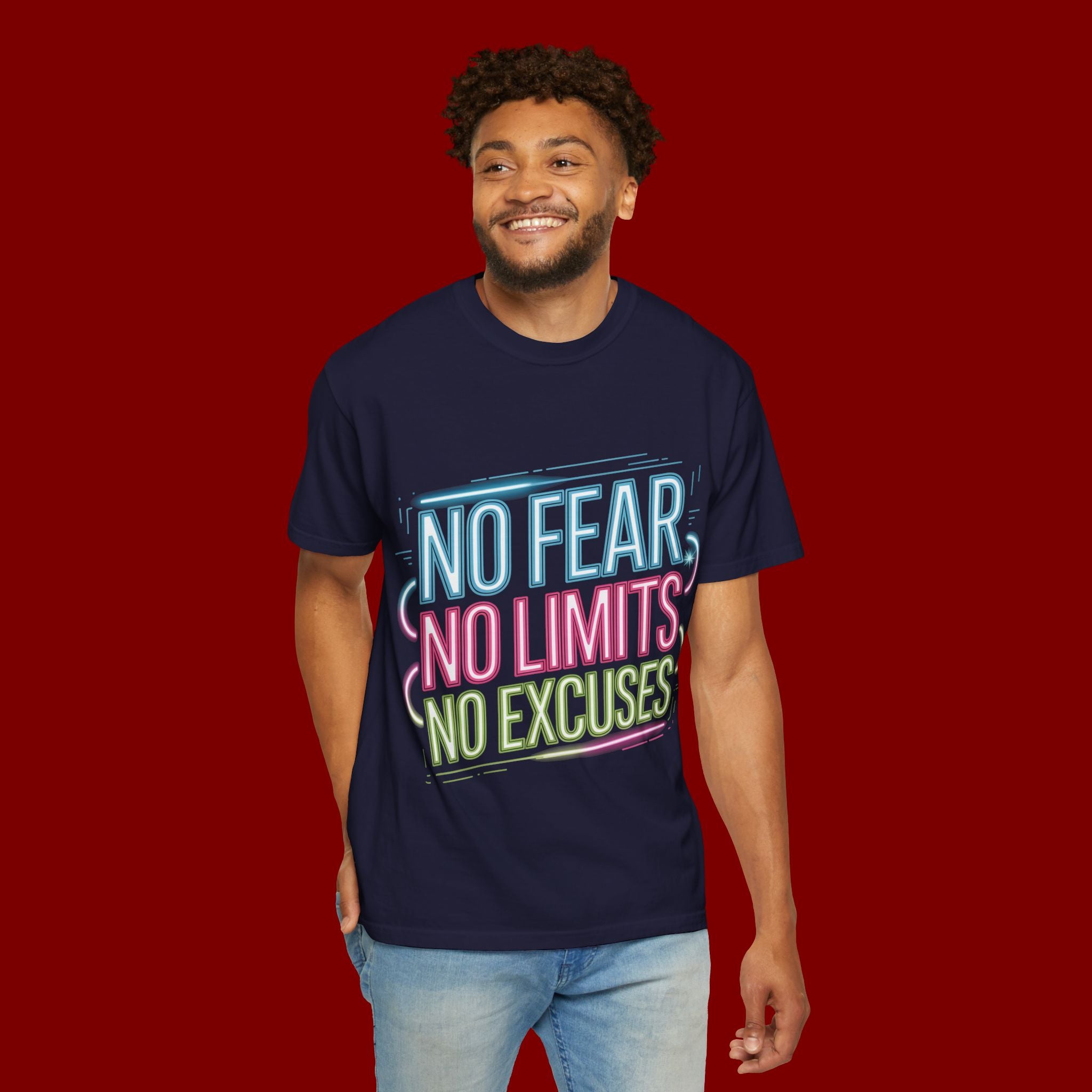 No Fear No Limits No Excuses Neon Graphic T-Shirt