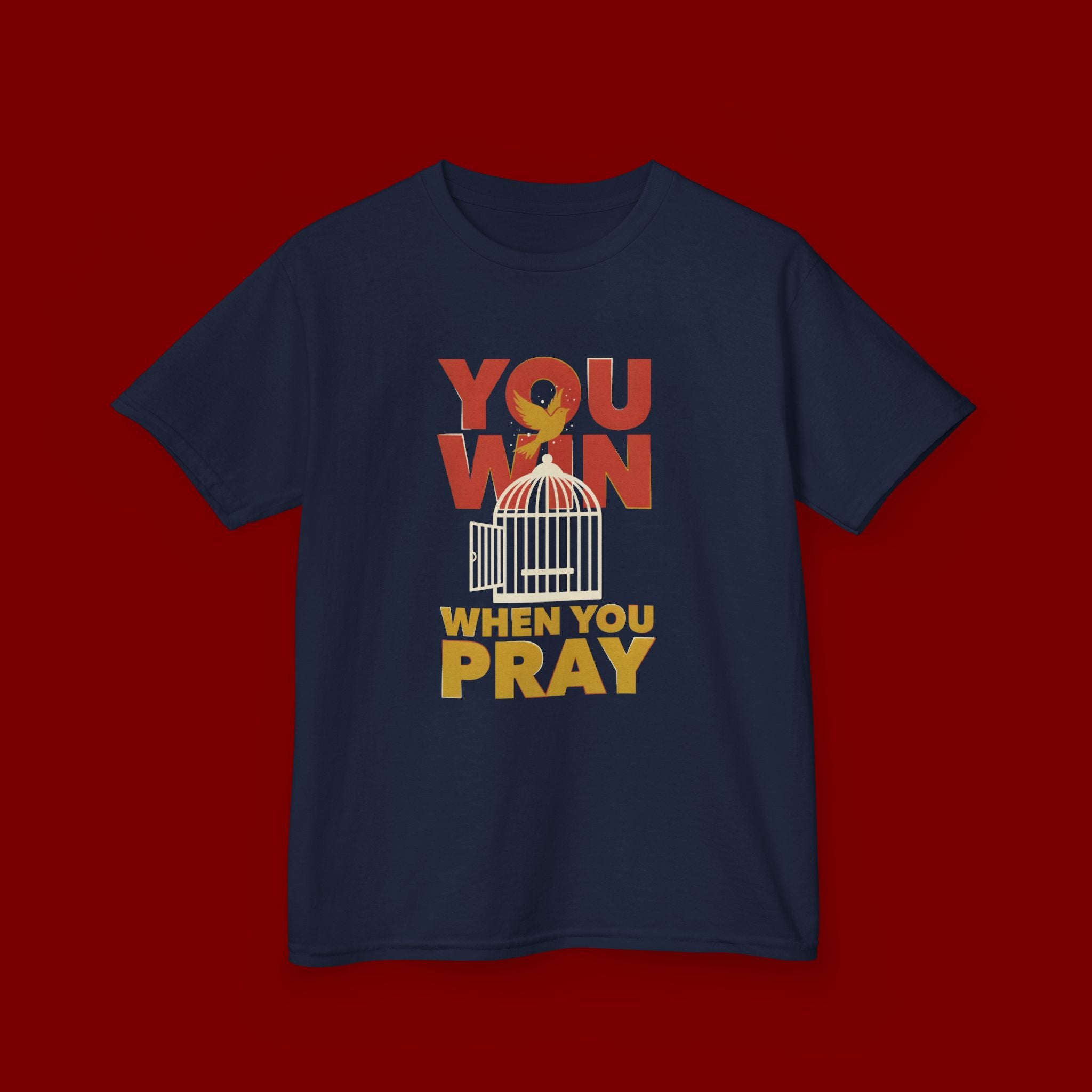 Kids Tee — "You Win When You Pray" Inspirational Christian Shirt