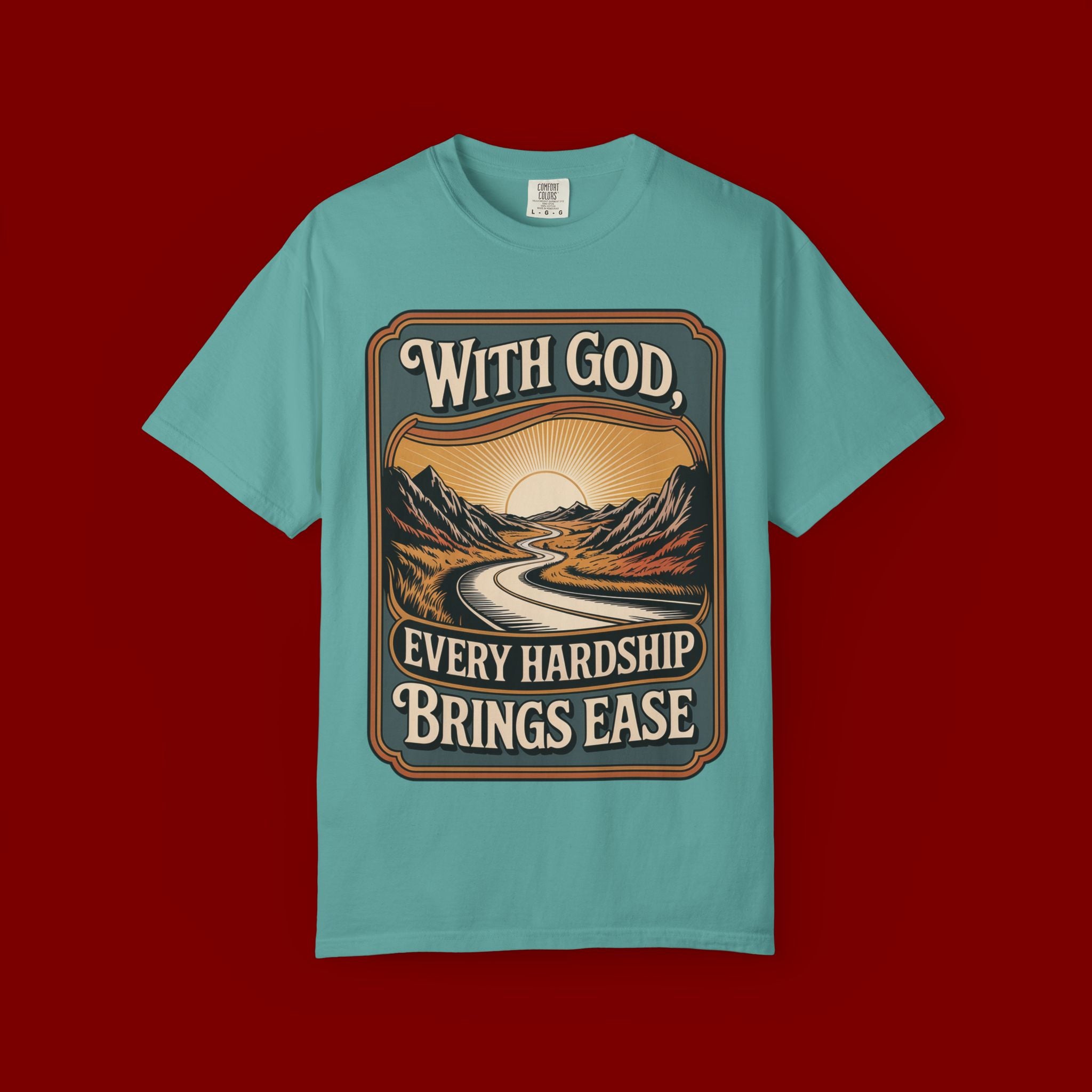 Inspirational Graphic T-Shirt — "With God, Every Hardship Brings Ease"