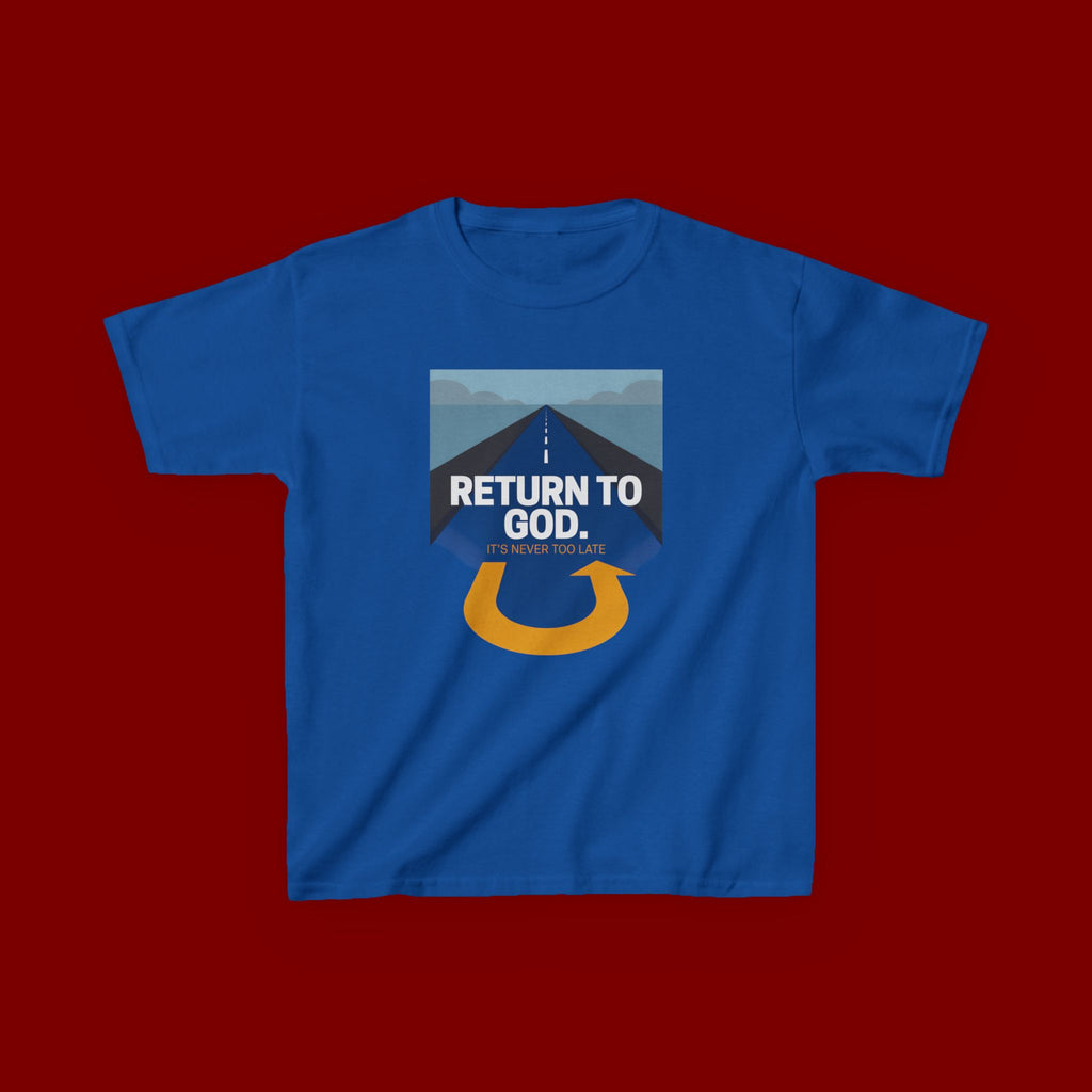 Kids Tee - "Return to God" Roadway Graphic Religious Youth Shirt
