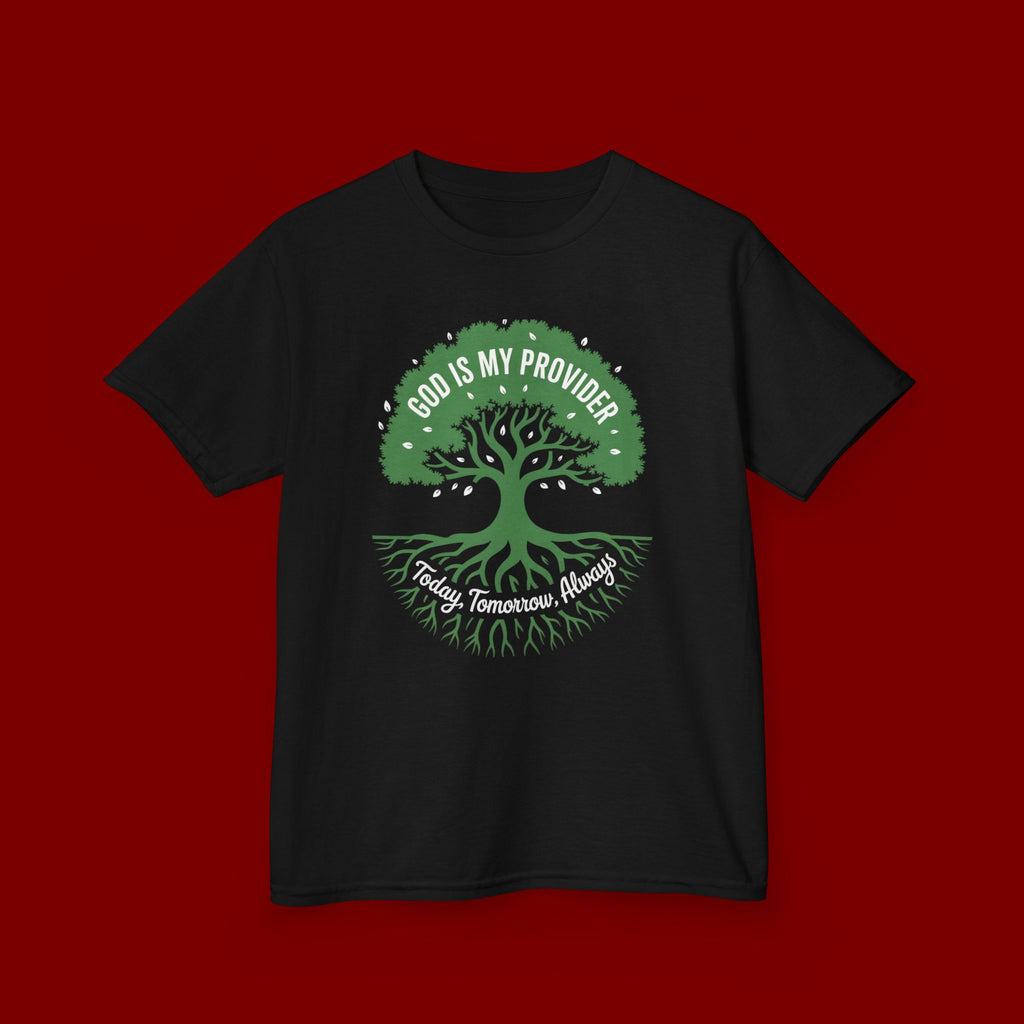 Kids Tee — "God Is My Provider" Tree of Faith Christian Shirt