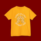 Kids T-Shirt – "I Can't Go a Day Without God" Floral Lungs Christian Tee