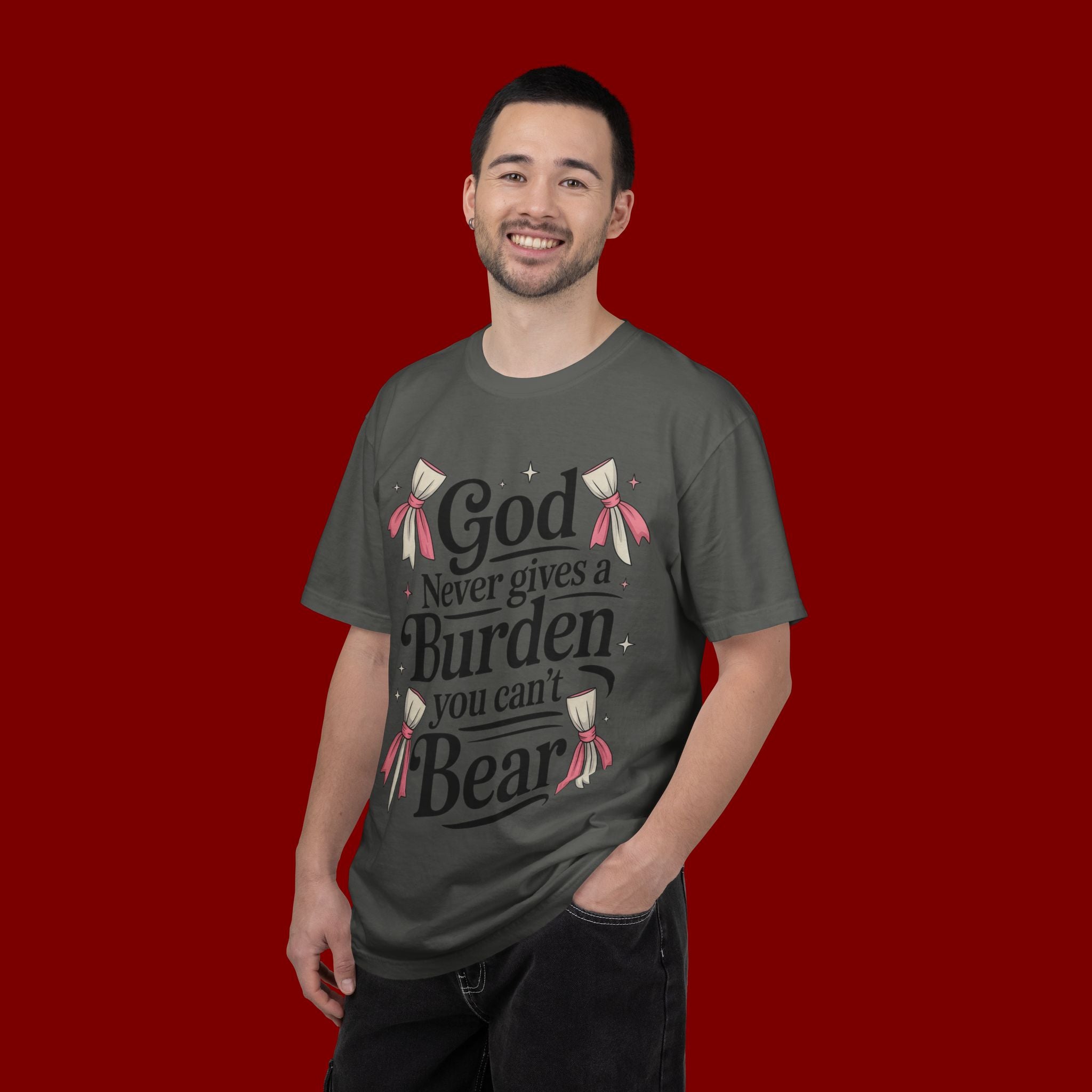 Inspirational 'God Never Gives a Burden You Can't Bear' T-Shirt