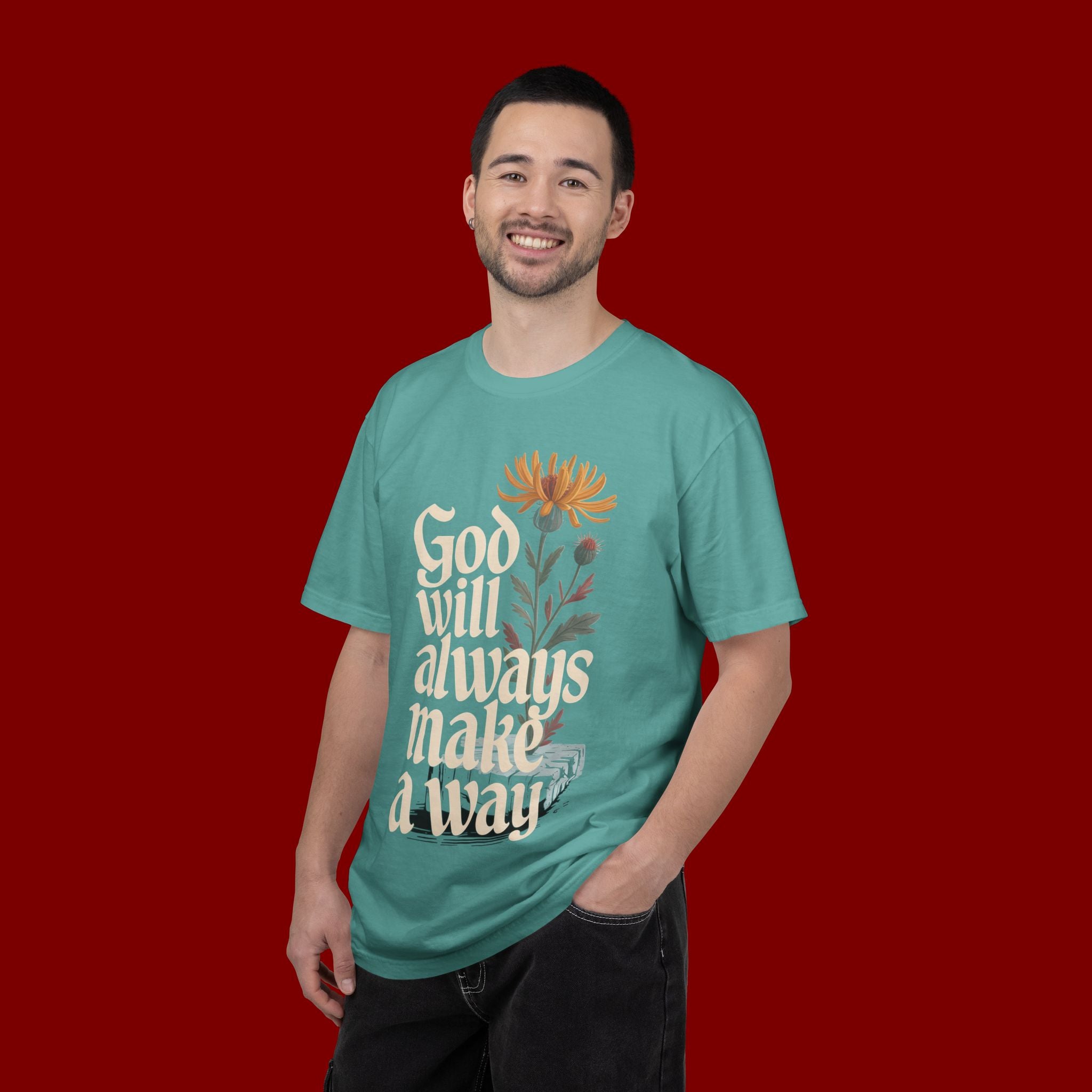 God Will Always Make a Way T-Shirt — Inspirational Floral Christian Tee