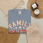 Family Faith Friends T-Shirt — Patriotic American Flag Tee