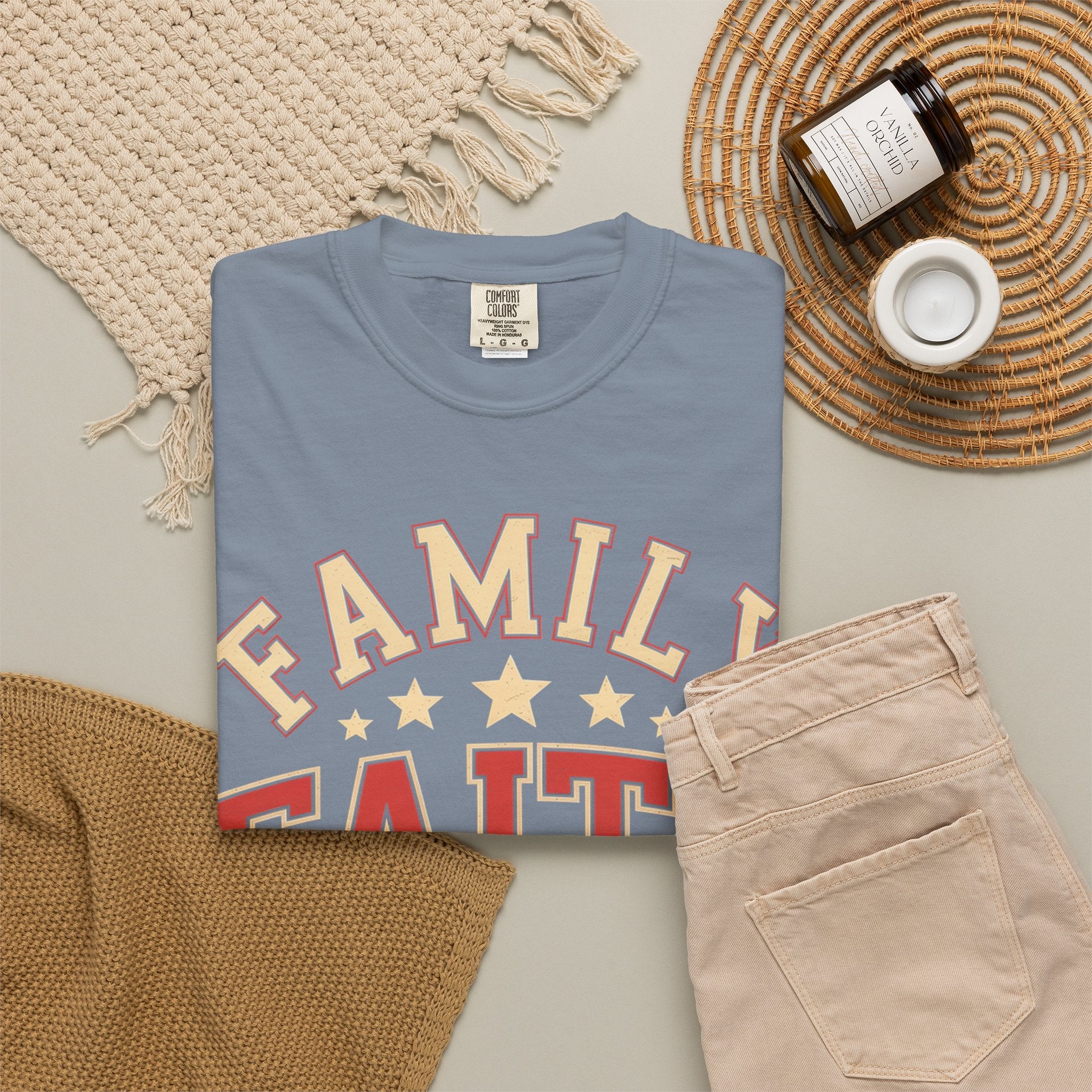 Family Faith Friends T-Shirt — Patriotic American Flag Tee