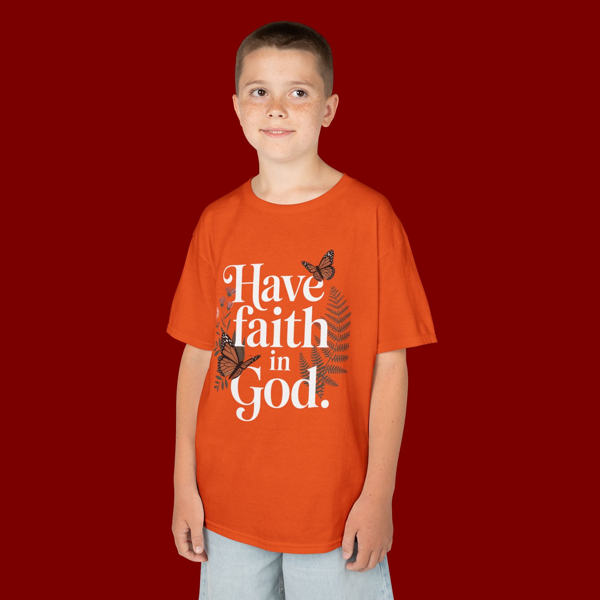 Kids Tee — "Have Faith in God" Floral Christian Youth T‑Shirt
